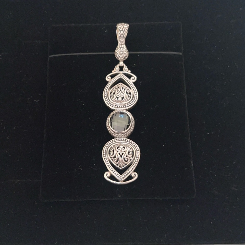 Luxury Artisan of Bali Mystic Quartz Enhancer Pendant. Solid sterling silver.